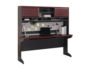 English Elm Pursuit Wall Hutch with Open Cubbies Sliding Doors and Pin Board for Home Office B2733P444605