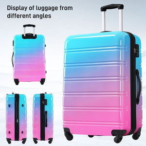 English Elm Hardshell Polycarbonate 3 Piece Luggage Set Spinner Wheels Tsa Lock Expandable Travel Blue+Red N732P184448W