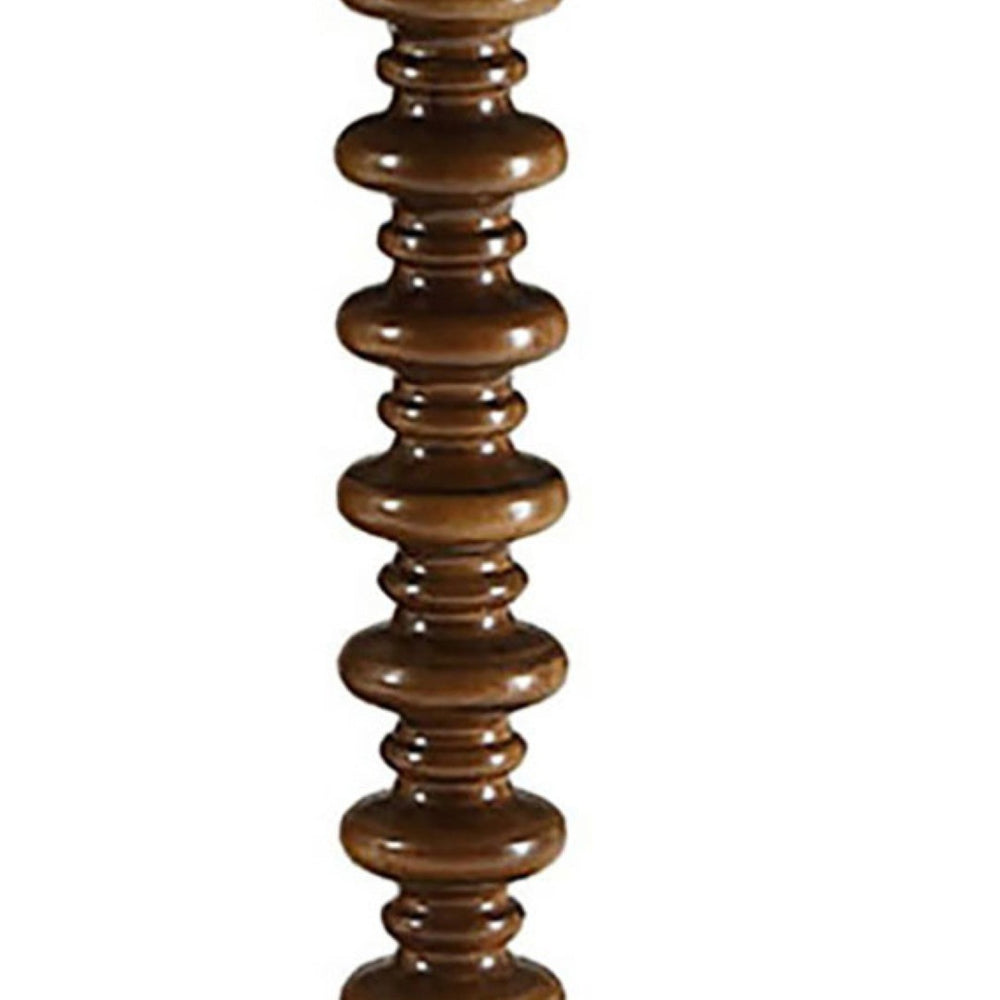 English Elm Walnut Round Wooden Side Table - Elegant Pedestal Design For Spacesaver Living Rooms & Bedrooms B062P189130-GIGA