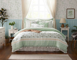 English Elm 9 Piece Cotton Percale Comforter Set Queen - Luxurious, Breathable Bedding With Decorative Pillows & Bed Skirt B035P294109