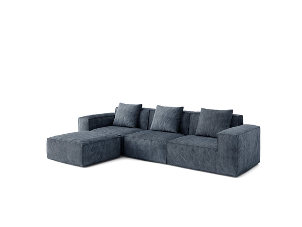 English Elm 118-Inch Modular Sofa Bed - Versatile Cloud Velvet Design With Footrest For Ultimate Comfort & Style W3147S00009