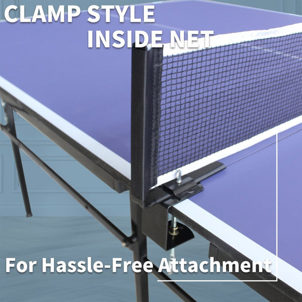 English Elm 8ft Foldable Ping Pong Table Steel Frame Game Room Set with Net Paddles and Balls W1408P231630