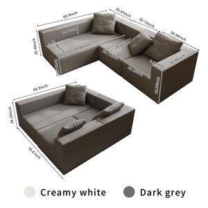 English Elm L Shaped Modular Sectional Sofa - 110" Corduroy Comfort With Movable Ottoman For Stylish Living Spaces W3670S00002