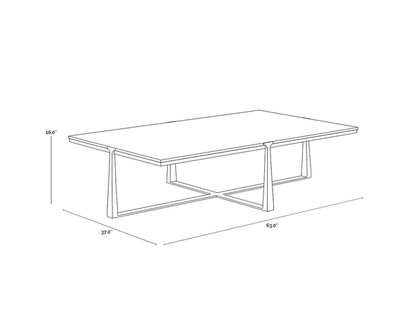 Sunpan Cowell Coffee Table - Mid-Century Modern Design with Unique White Marble Top & Antique Brass Legs