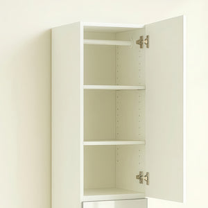 English Elm Elise Slim Modular Wood Closet Cabinet with Mirror — Tall White Melamine Organizer, Durable, Easy Assembly, Ample Storage B040P311967