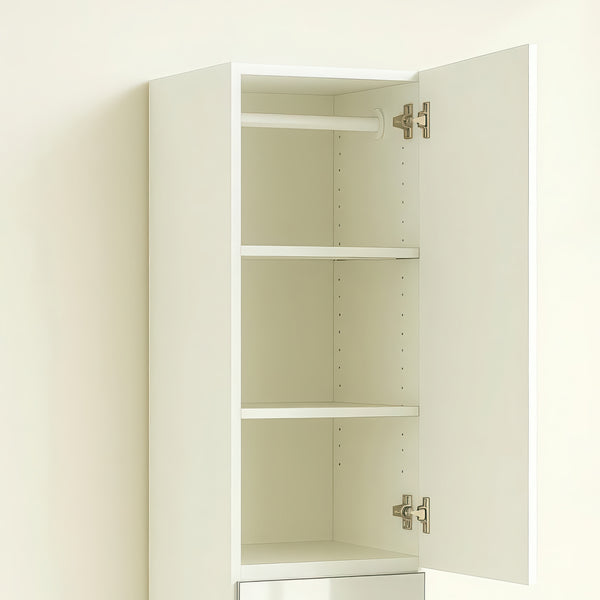 English Elm Elise Slim Modular Wood Closet Cabinet with Mirror — Tall White Melamine Organizer, Durable, Easy Assembly, Ample Storage B040P311967