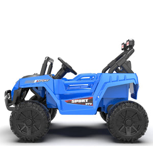 English Elm 12v Kids Electric Utv with 4-wheel Suspension Anti-collision Bar and 2-hour Battery Blue W1578P343327