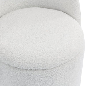 English Elm Stylish Barrel Swivel Accent Chair Upholstered Seat with Storage for Vanity or Dining W3248P424634