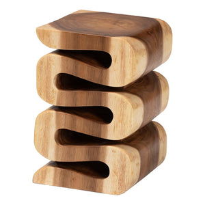 English Elm Hand-carved Suar Wood Sculptural Accent Table Artisan Openwork Design for Boho Interiors B2750P467854