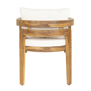 English Elm Patio Acacia Wood Armchair Set Cushioned Resort Style Outdoor Dining Seating Pair N772P378685T