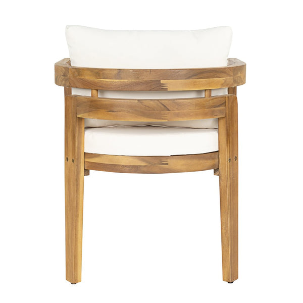 English Elm Patio Acacia Wood Armchair Set Cushioned Resort Style Outdoor Dining Seating Pair N772P378685T