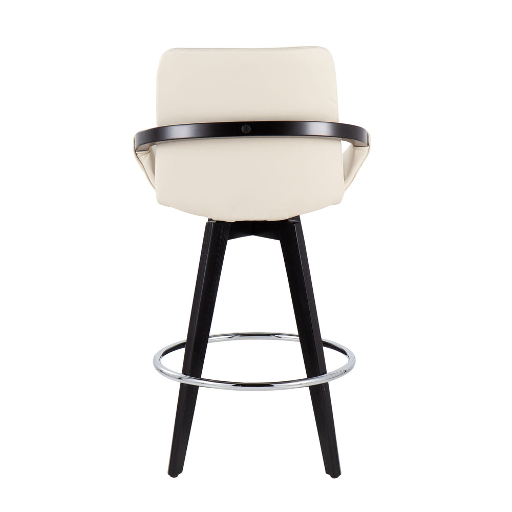English Elm Cosmo Set Of 2 Contemporary Swivel Counter Stools With Chrome Footrest & Cream Faux Leather Seat B202S00211