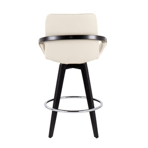 English Elm Cosmo Set Of 2 Contemporary Swivel Counter Stools With Chrome Footrest & Cream Faux Leather Seat B202S00211