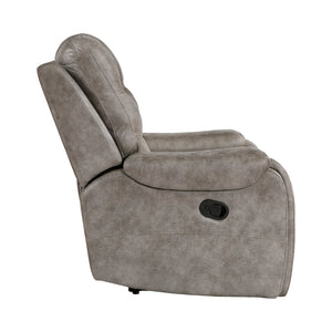 English Elm Grayish Brown Microfiber Reclining Sofa Set Three Piece Plush Living Room Suite B011S01263