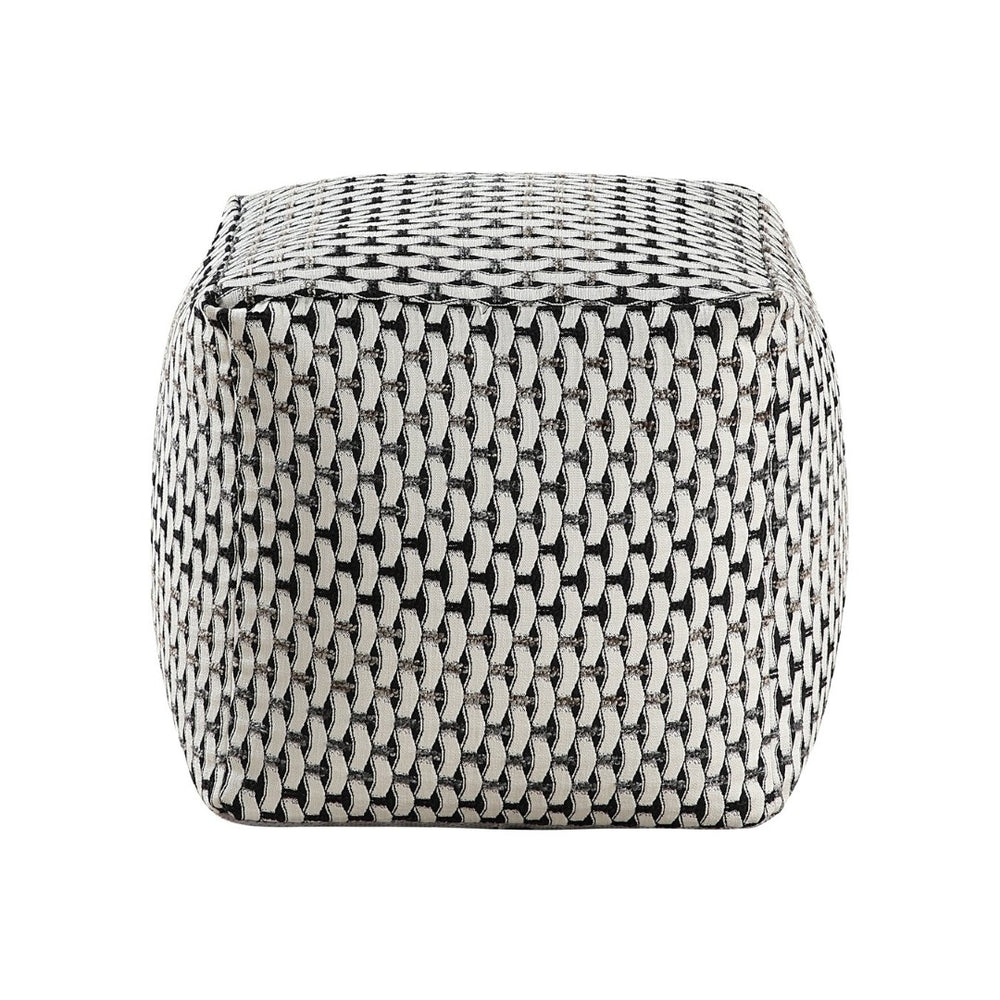 English Elm Square Pouf In Multi-Hued Jacquard Fabric - Versatile Ottoman, Footstool & Stylish Seating Solution! B011P251650-GIGA