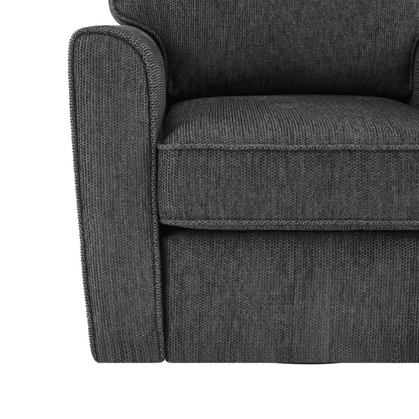 English Elm 360° Swivel Chair Accent Barrel Armchair with Chenille Upholstery, Deep Seat & Side Storage Pockets Grey N719P283037E