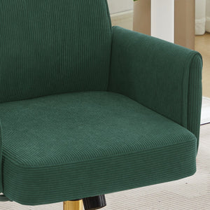 English Elm Mid-back Striped Fabric Office Chair with Gold Base Ergonomic Memory Foam Lumbar Green W2311P420442