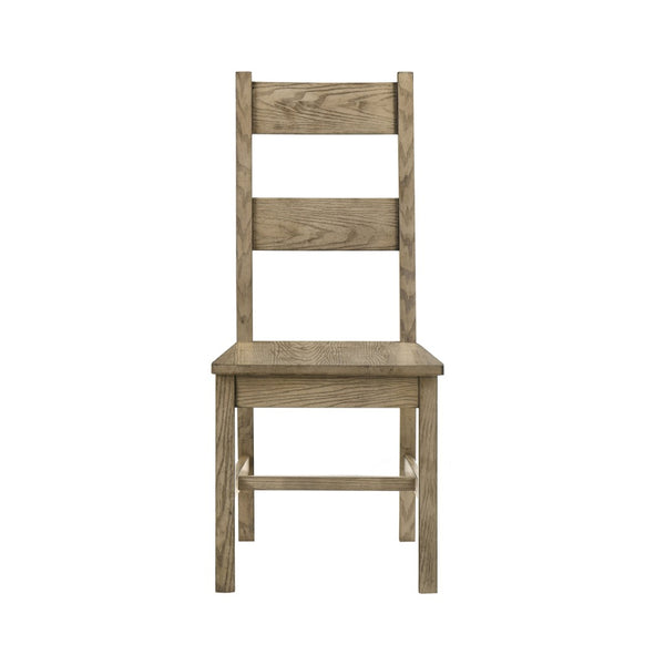 English Elm Set of 2 Solid Rubberwood Ladder Back Dining Chairs Farmhouse Oak Finish B016P446391