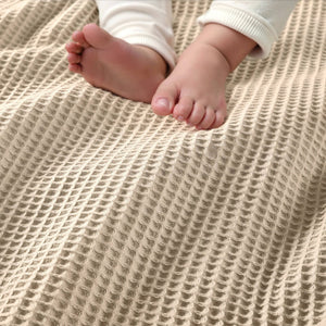 JLA Home Madison Park - Cotton Waffle Weave Blanket — Ultra-Soft Breathable 100% Cotton, OEKO-TEX Certified, Machine Washable Khaki BR51N-3838