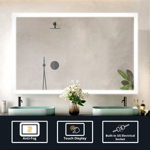 English Elm Aurorium Frameless Led Vanity Mirror with Defogger for Spa Bath or Double Sink B2731P478352