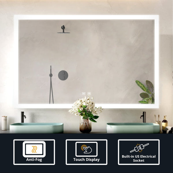 English Elm Aurorium Frameless Led Vanity Mirror with Defogger for Spa Bath or Double Sink B2731P478352