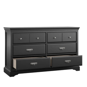 English Elm Bristol Six Drawer Bedroom Dresser with Smooth Metal Slides and Classic Black Finish B2733S00014
