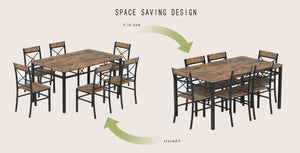 English Elm Dining Table Set With 6 Chairs - Rustic Walnut Finish, Compact Design, Easy Assembly For Small Spaces W2129P388681