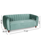 Christopher Knight Home® - Noble House - Richland Modern Glam Velvet Channel Stitch 3 Seater Sofa