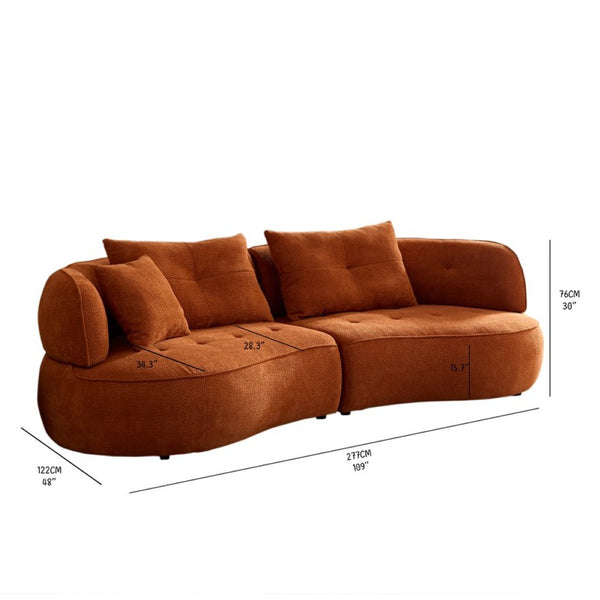 English Elm Wks7c Curved Modular Sofa Solid Wood Frame Fabric Upholstery Seats 4 Living Room Orange W2085S00060