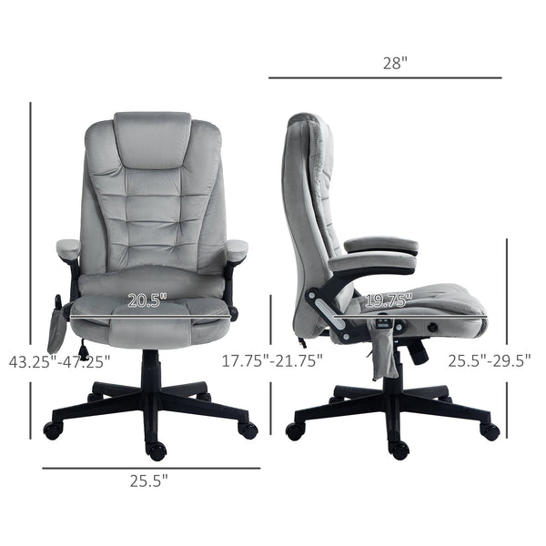 English Elm HOMCOM Executive Massage Office Chair with 6-Point Vibration, Lumbar Heat, Tilt & Ergonomic Support Gray W2225P173846