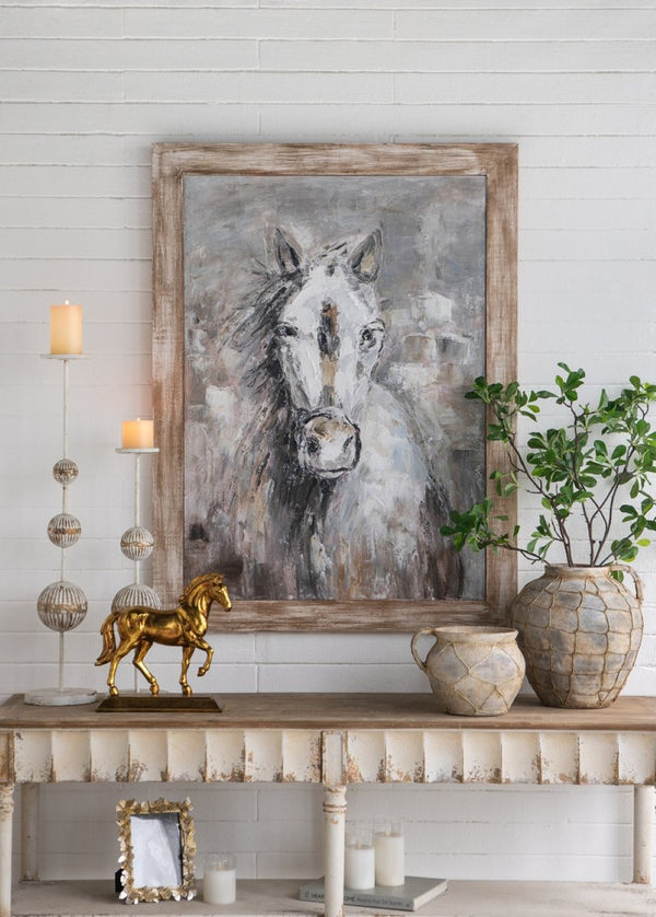 English Elm 35.4x47.2x1.2" Hand-painted Floral Canvas with Rustic Fir Frame for Farmhouse Walls W2078P481784