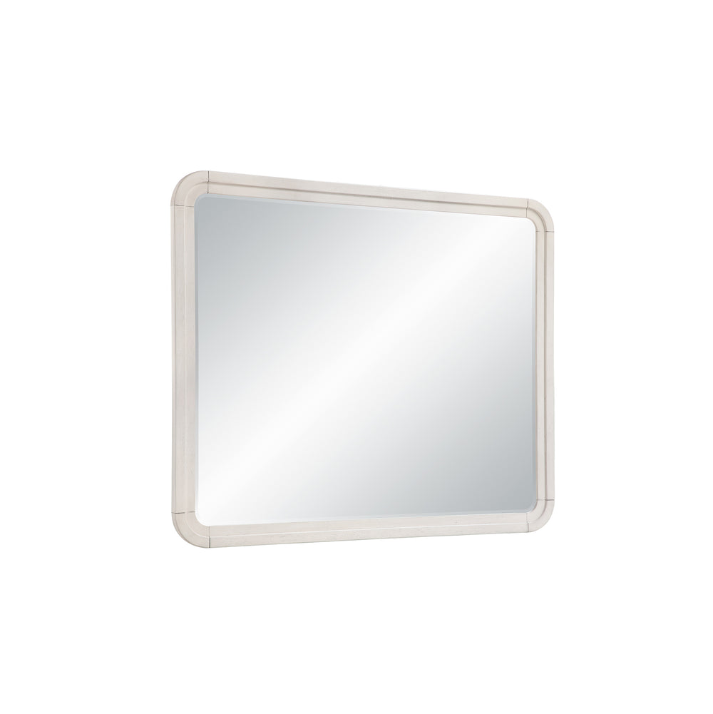 English Elm Malco Large Oak Dresser Mirror with Sleek Rounded Wood Frame, MDF Glass Construction, Modern Elegance B201P391827