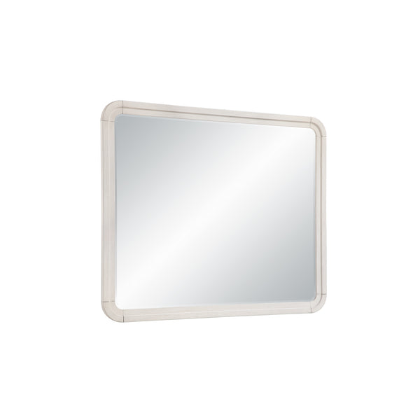 English Elm Malco Large Oak Dresser Mirror with Sleek Rounded Wood Frame, MDF Glass Construction, Modern Elegance B201P391827