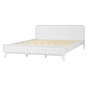 English Elm Pine Solid Wood Queen Platform Bed Matte Finish Tall Headboard No Box Spring White N770PQ291030K