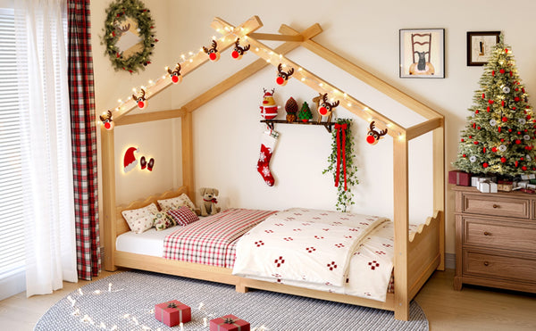 English Elm Twin House Frame Floor Bed Solid Pine Kids Room Montessori Low Profile Play Nook W1580P387836