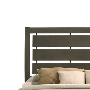 English Elm Grey Queen Sleigh Bed with Slatted Panel Headboard, Tapered Wooden Legs, Gray Finish, Durable Support B062S00450