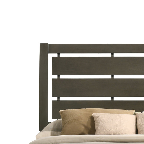 English Elm Grey Queen Sleigh Bed with Slatted Panel Headboard, Tapered Wooden Legs, Gray Finish, Durable Support B062S00450