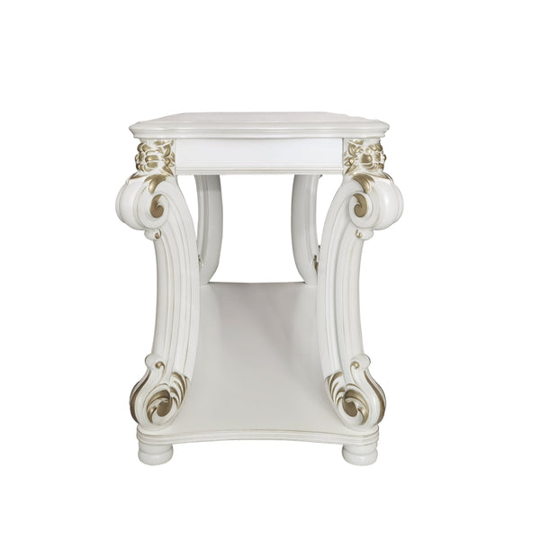 English Elm Vendome Elegant Antique Pearl Finish Sofa Table with Scrolled Legs, Bottom Shelf & Apron Trim B2726P263494