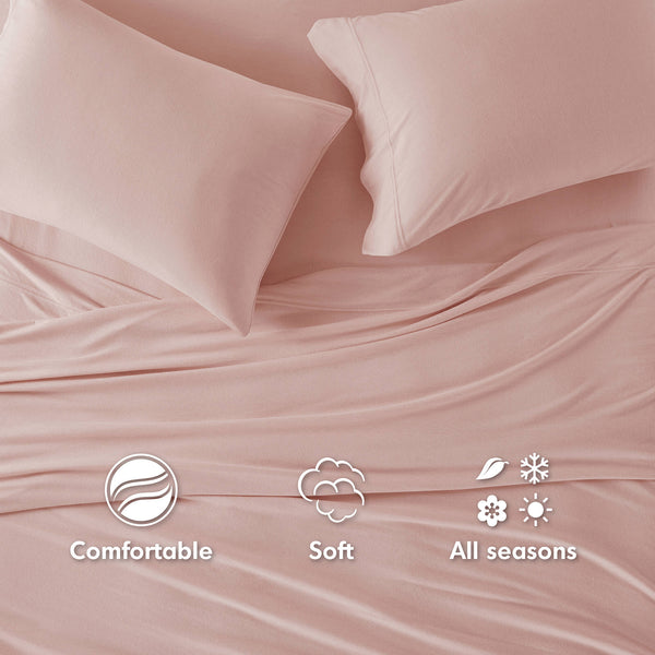 English Elm Cotton Blend Jersey Knit Sheet Set For Twin Xl Beds - All-Season Comfort, Soft & Easy Care! B035P294170