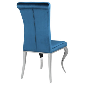 English Elm Shambrook Blue Upholstered Side Chairs Set of 4 — Tufted Curved Back, Plush Padding, Sleek Dramatic Legs B062S00803