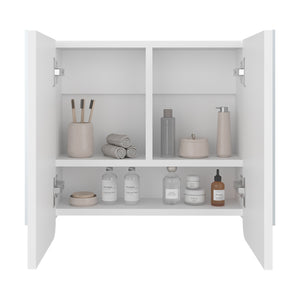 English Elm Medicine Cabinet White with 2 Doors, 3 Shelves & Dual Mirrors for Compact Bathroom Storage and Style B097P369442