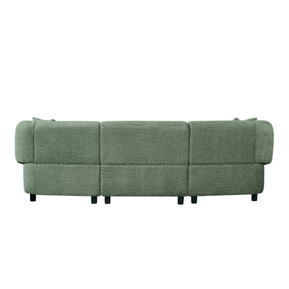 English Elm Christopher Knight Home® - 98.5" Curved Contemporary 3-Seater Sofa with Boucle Upholstery, Plush Foam Comfort and Solid Wood Frame Green N767P333660G