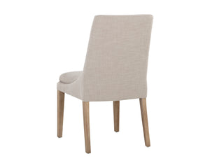 Sunpan Rosine Dining Chair Set of 2 - Elegant Effie Flax Fabric with Light Brown Solid Birch Wood Legs