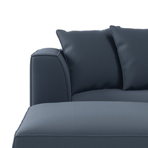 English Elm Marston Corduroy L-shape Sectional Sofa Deep Seating Six Seat Modern Living Room Navy Blue B127S00003