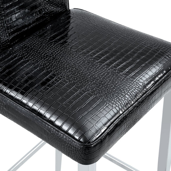 English Elm A Set of 2 Glam Faux Alligator Pvc Barstools with Crystal Buckle Detail W1512P491565