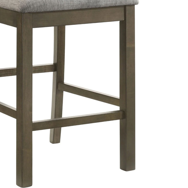 English Elm Omal Farmhouse Counter Height Dining Chairs Slatted Wood Frame Gray Upholstered Seat B056P417087