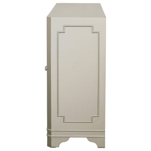 English Elm Adriane Glam Champagne 4-Door Accent Cabinet with Smoked Mirror, Silver Trim & Crystal Knobs B062P353473