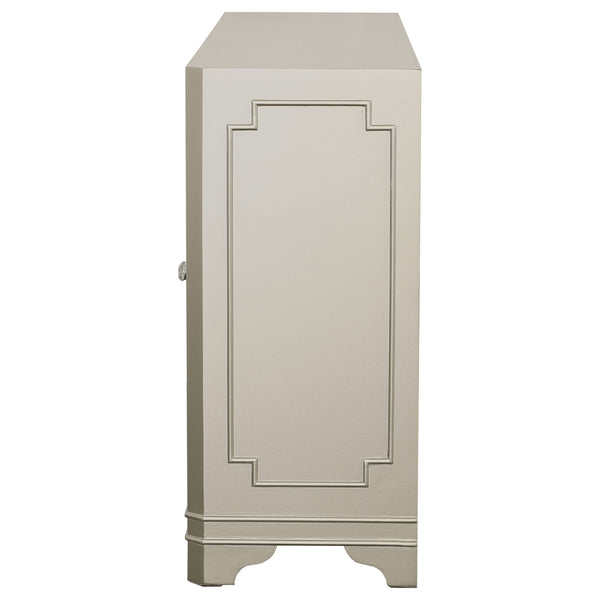 English Elm Adriane Glam Champagne 4-Door Accent Cabinet with Smoked Mirror, Silver Trim & Crystal Knobs B062P353473
