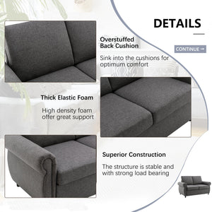 English Elm 57.9" Orisfur Pull Out Sofa Bed Loveseat Sleeper with Twin Memory Mattress, Linen Upholstery, USB Ports Grey N719P210624E
