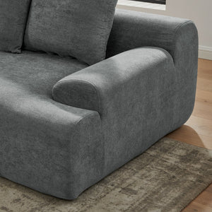 English Elm 110.25x67'' Compression Sofa Modern Upholstered L-Shape Sectional Couch 4-Seat Melange Velvet Comfort Grey W1413S00082